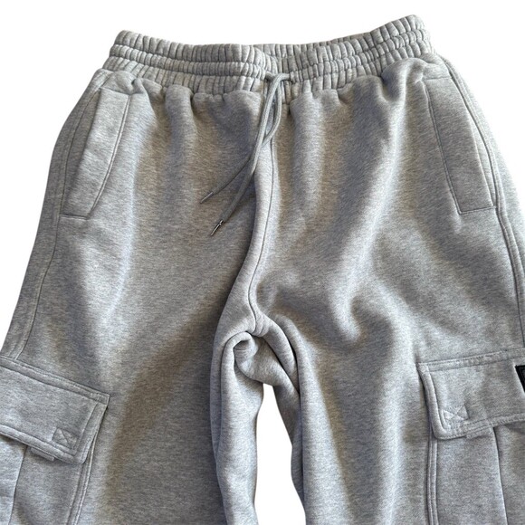 FB County Cargo Sweatpants Mens L Heather Gray Heavyweight Fleece Baggy - Picture 4 of 9
